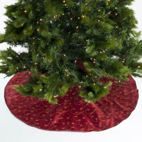 Tistheseason 52 in. Ari Embroidered Tree Skirt, Burgundy TI3747476